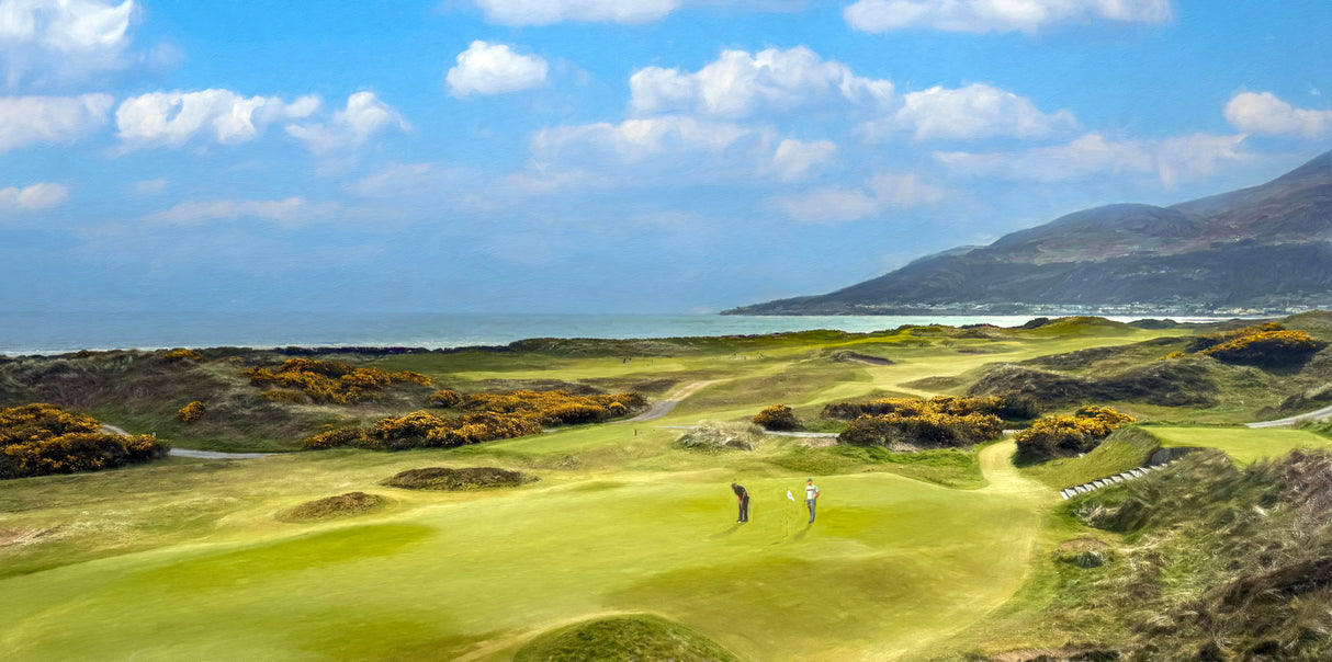 A putt for par, the 4th, Royal County Down