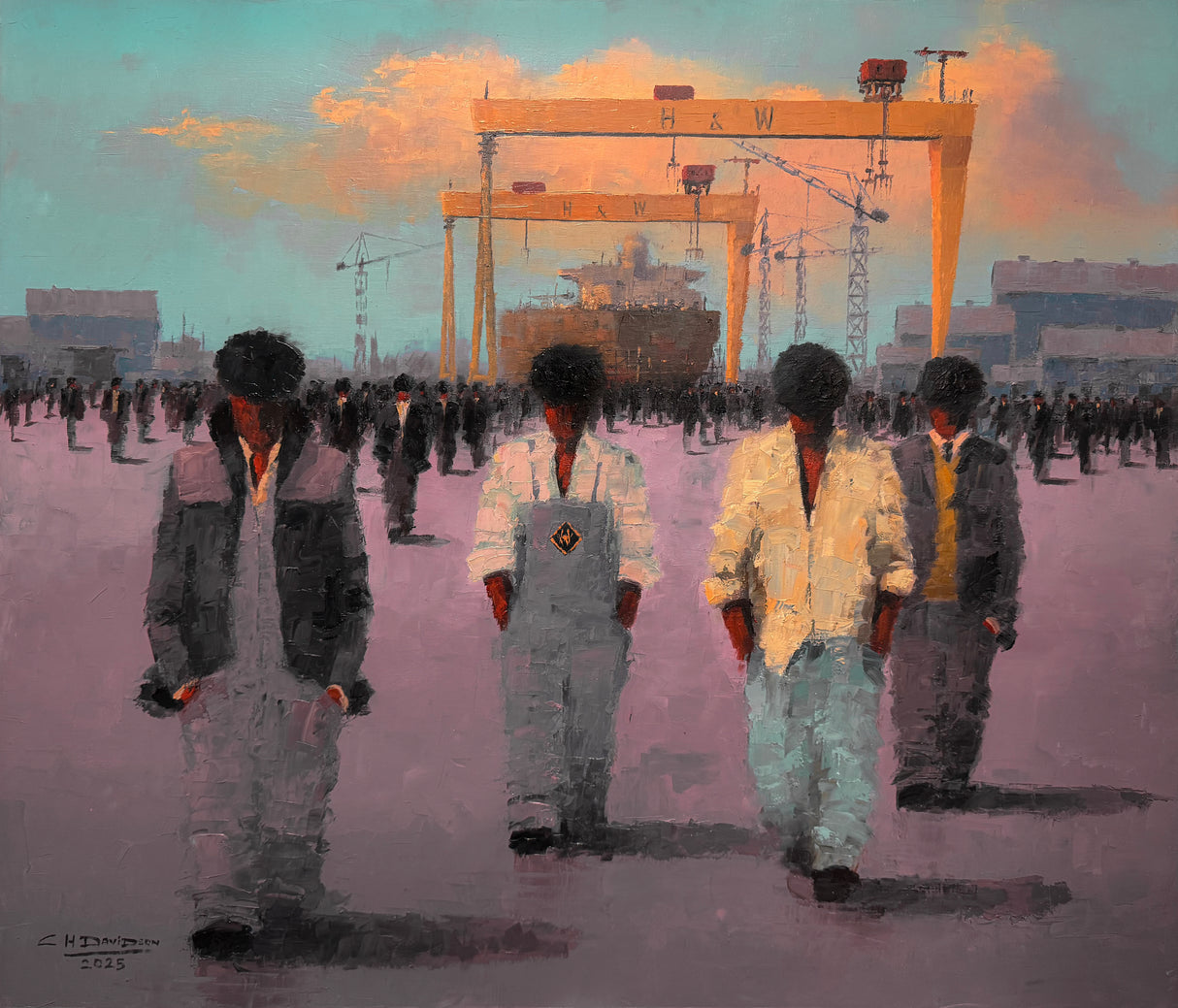 Original Oil on Canvas - Clocked Out, Heading Home