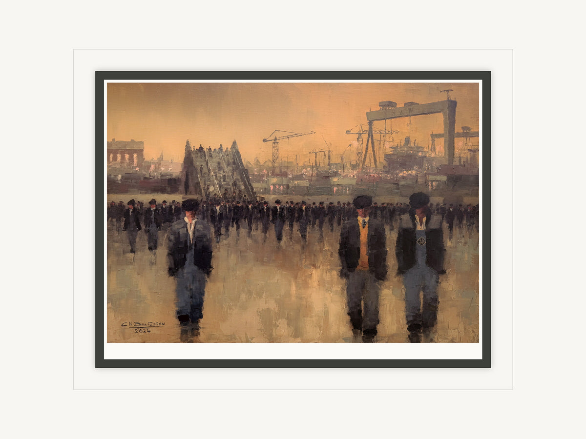 Fraser Street Bridge Yardmen gift size - double mounted signed limited edition print by Colin H. Davidson, 40cm x 30cm mount