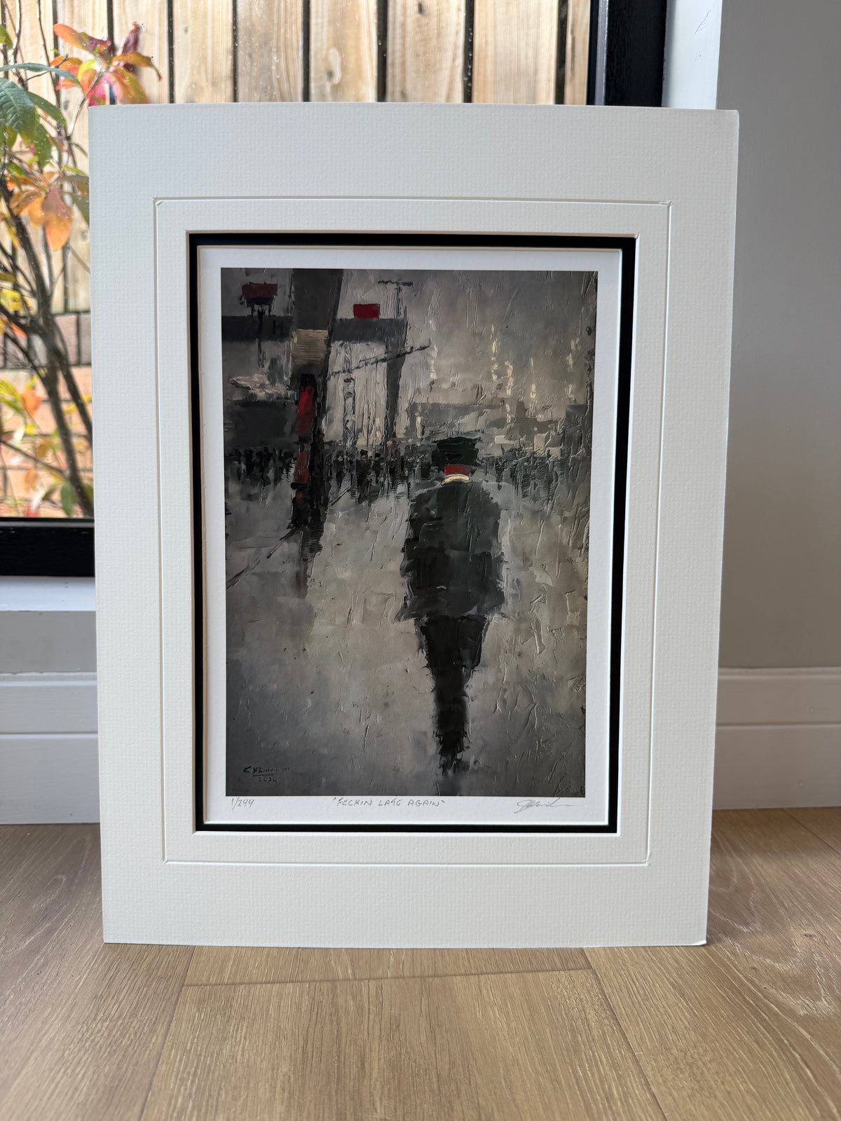 Feckin Late Again gift size - double mounted signed limited edition print by Colin H. Davidson, 30cm x 40cm mount