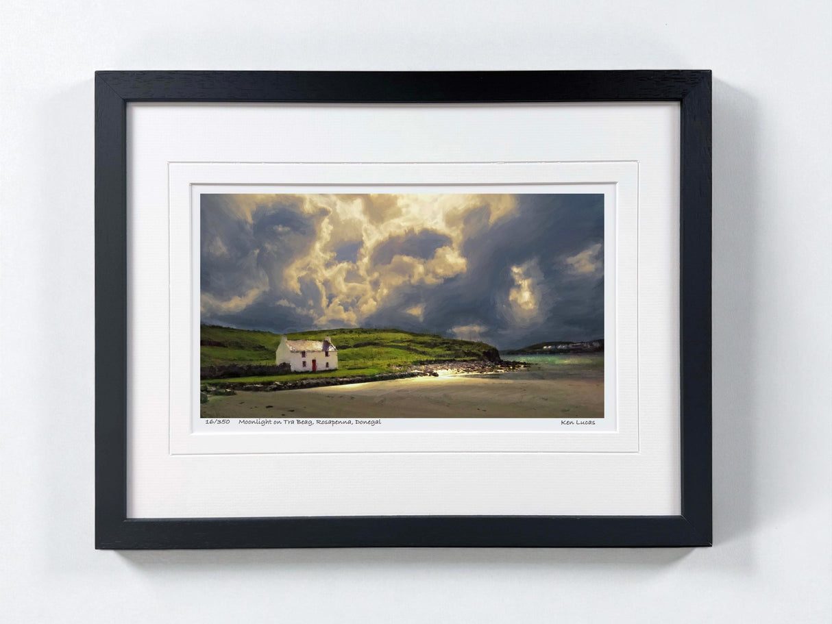 Moonlight on Tra Beag, Rosapenna, Donegal - Small - Framed