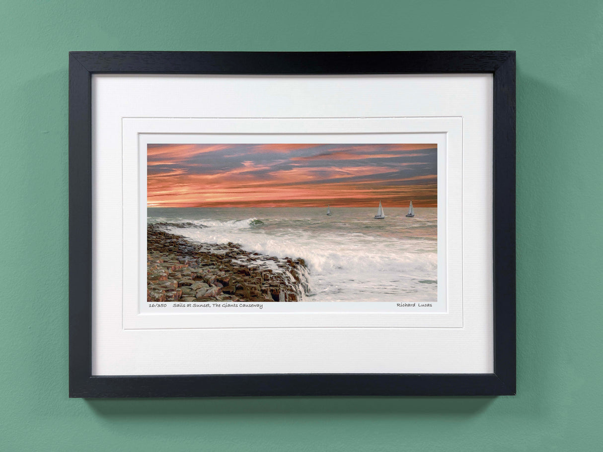Sails at Sunset, The Giants Causeway - Small - Framed
