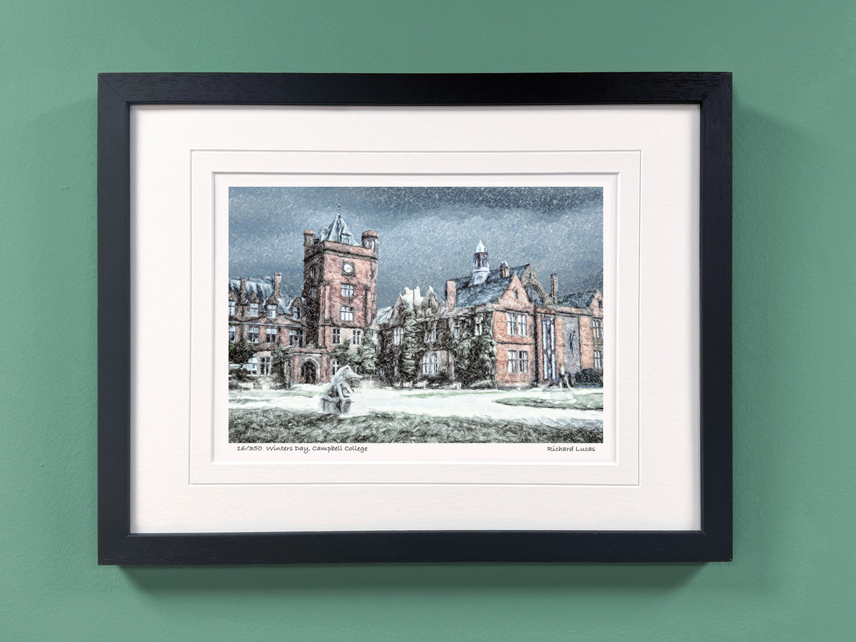 Winters Day, Campbell College - Framed - Small print