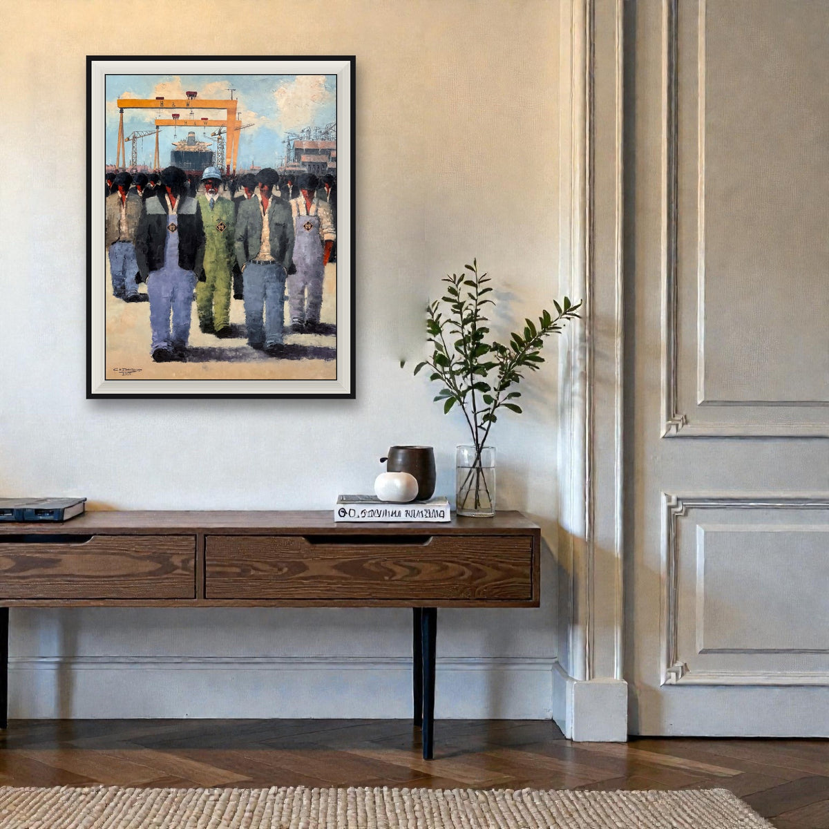 All The Queens Men by Colin H. Davidson - XL premium canvas shown framed above a console table