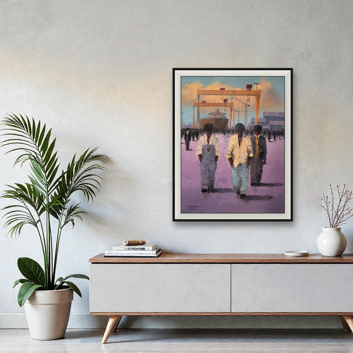 Clocked Out, Heading Home by Colin H. Davidson - XL premium canvas shown framed above a sideboard