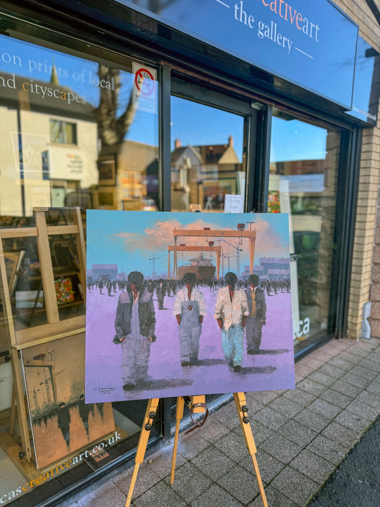 Original Oil on Canvas - Clocked Out, Heading Home