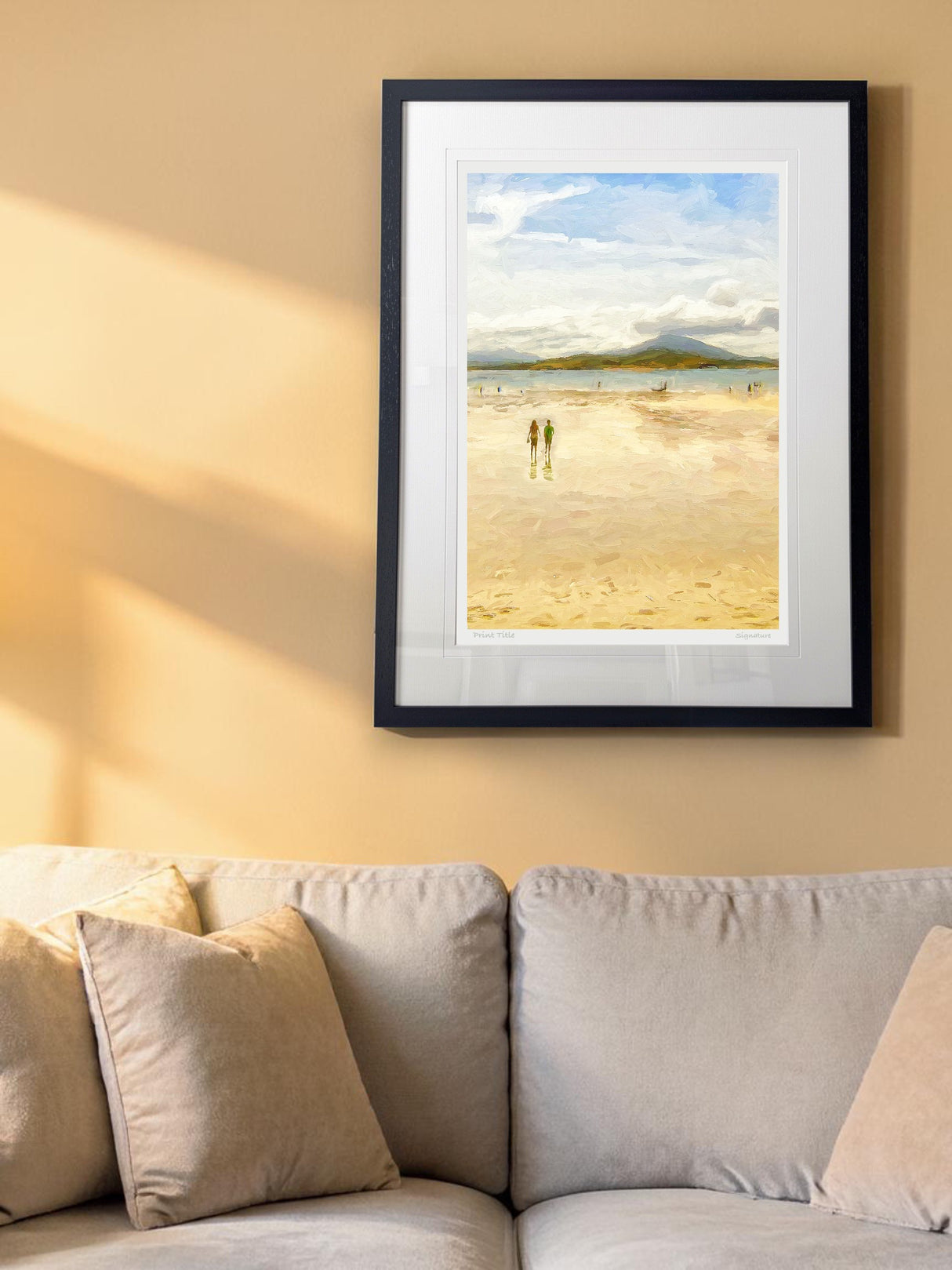 Summers Day on Tramore Strand - XL Framed Black