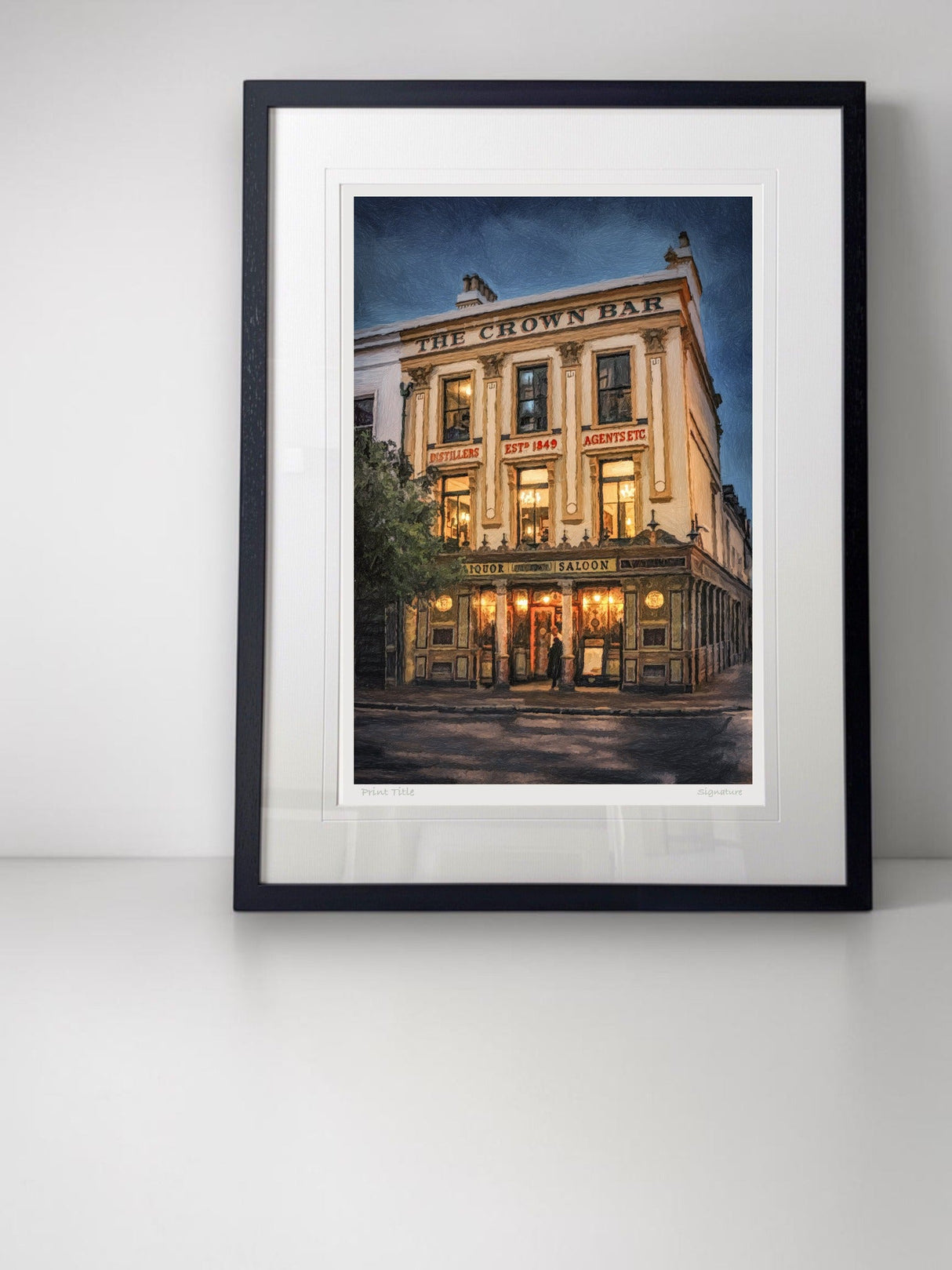 The Crown Bar, Belfast - signed limited edition print by Lucas Creative Art