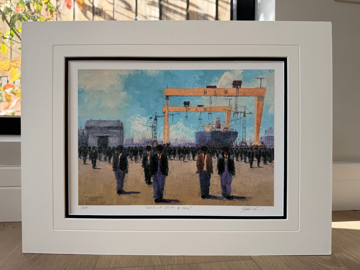 End Of Shift at H&W gift size - double mounted signed limited edition print by Colin H. Davidson, 40cm x 30cm mount