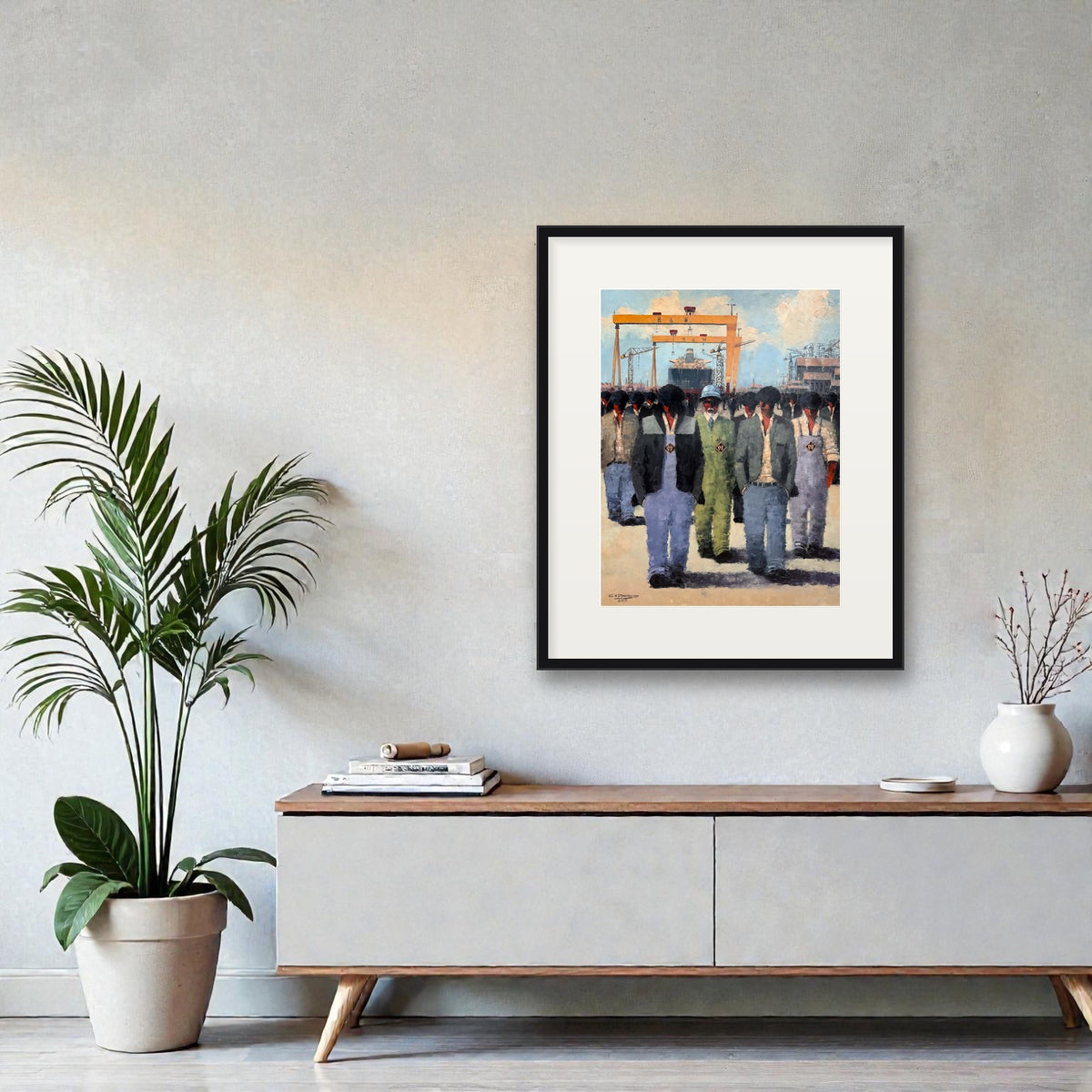 All The Queens Men by Colin H. Davidson - signed limited edition print shown framed above a sideboard