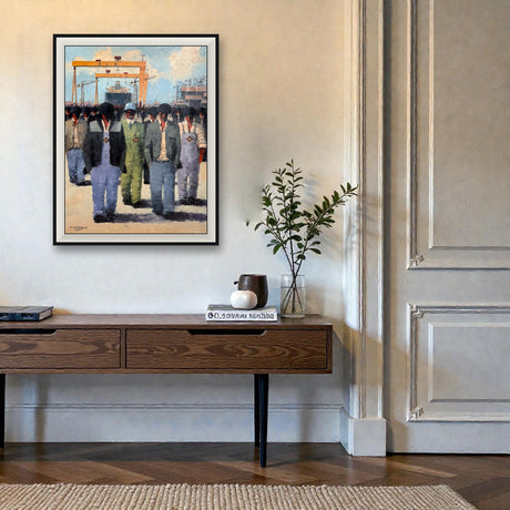 All The Queens Men by Colin H. Davidson - XL premium canvas shown framed above a console table