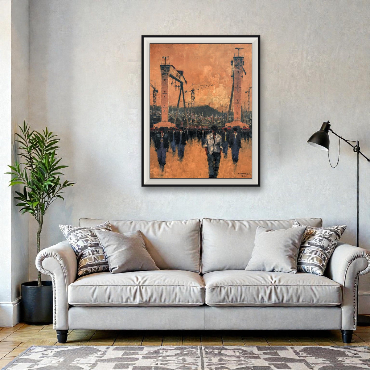 Belfast Giants by Colin H. Davidson - XL premium canvas shown framed in a living room
