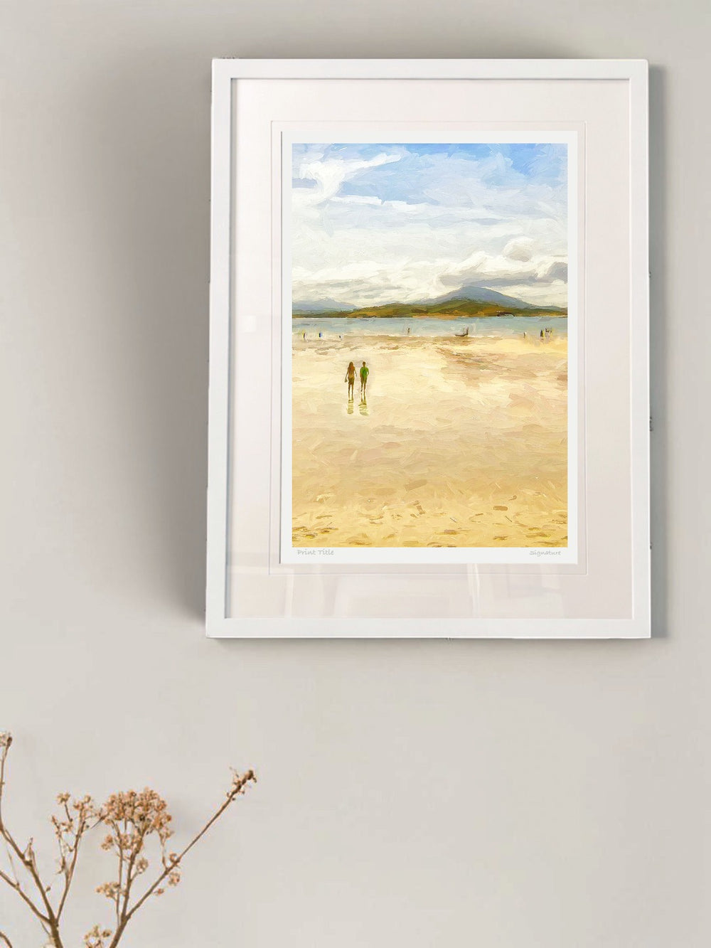 Summers Day on Tramore Strand - Standard Framed White
