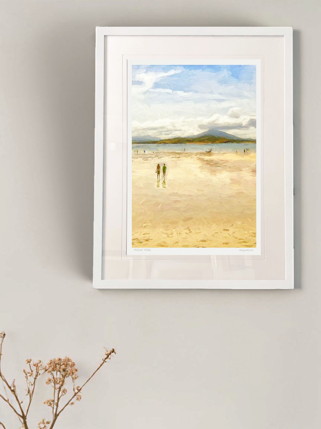 Summers Day on Tramore Strand - Standard Framed White