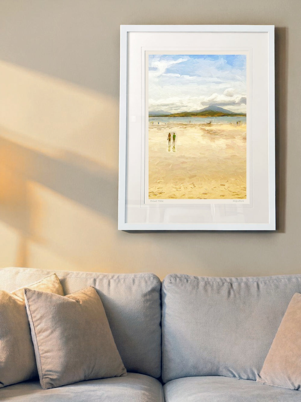 Summers Day on Tramore Strand - XL Framed White