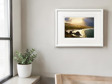 Sun on Sea - Small Framed White