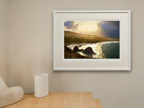 Sun on Sea - Standard Framed White
