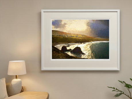 Sun on Sea - XL Framed White
