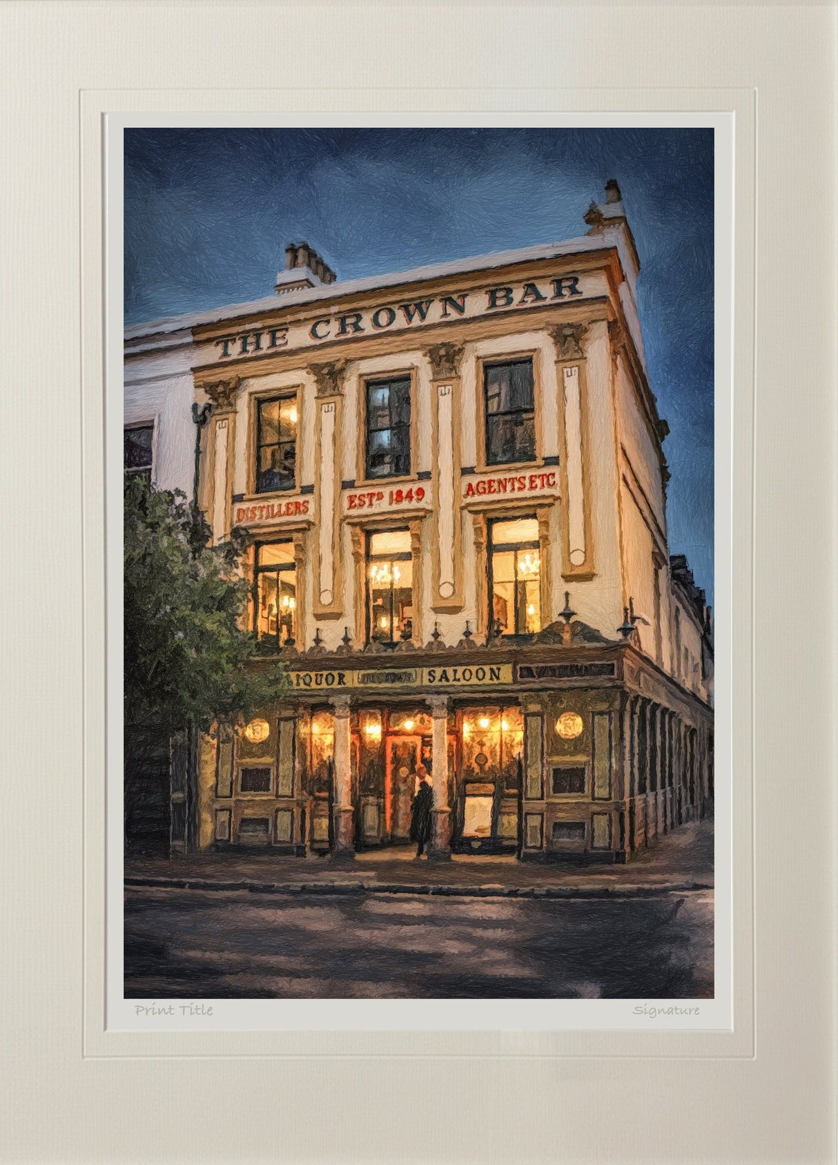 The Crown Bar, Belfast - signed limited edition print by Lucas Creative Art