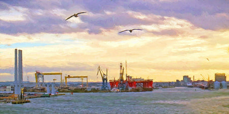 The Docks, Belfast - signed limited edition print by Lucas Creative Art