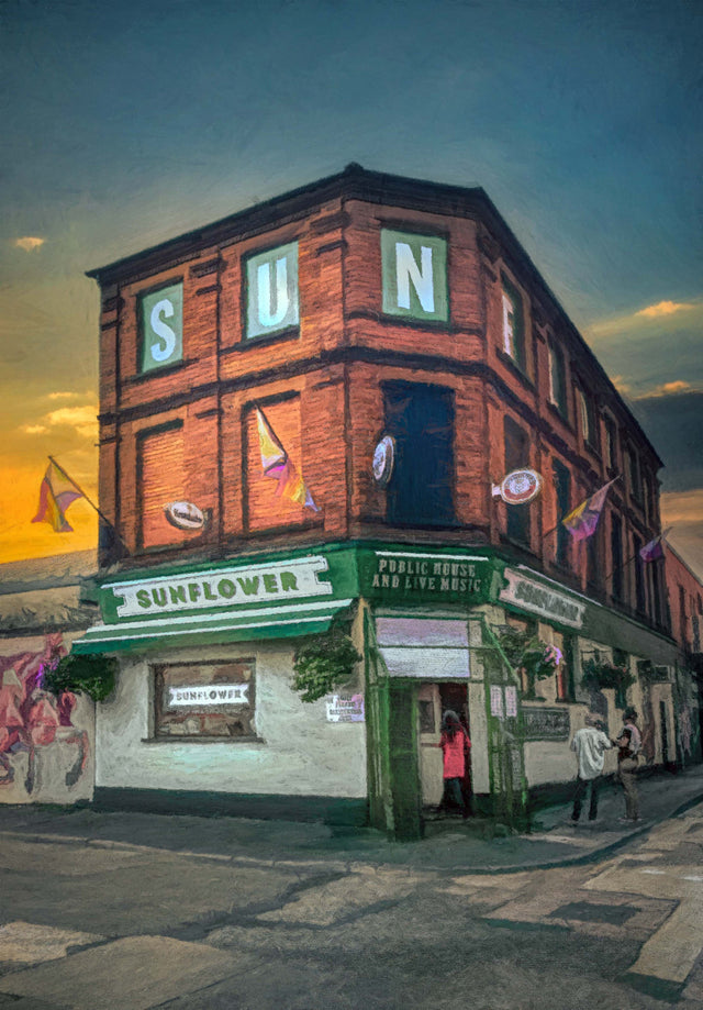 The Sunflower, Belfast - signed limited edition print by Lucas Creative Art