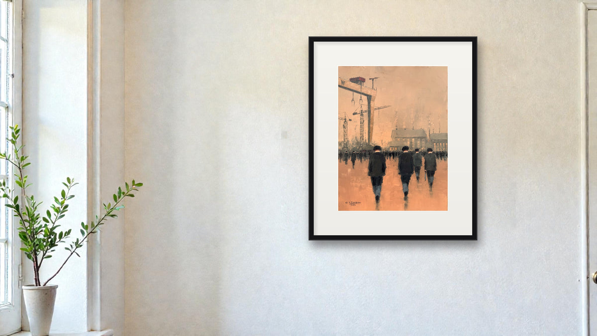 Yardmen And Goliath by Colin H. Davidson - signed limited edition print shown framed in a living room